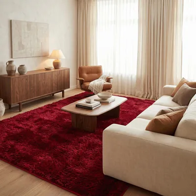 Produktbild von Hochflor Shaggy Teppich Luxus Feeling Mix Rot, Größe:100x400 cm