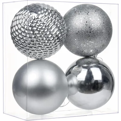 Immagine prodotto di Briful 12CM Palline di Natale (4 pezzi), Ornamento infrangibile per decorazioni natalizie, Argento