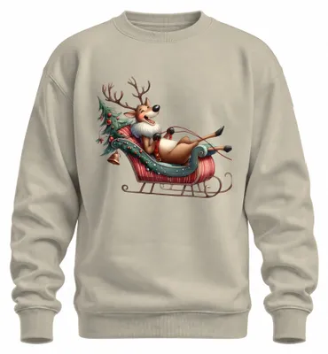 Imagen del producto de Camiseta de manga larga o sudadera con estampado de un personaje divertido, estilo "Faules Rentier" (reno perezoso), ideal para Navidad, regalo original, diseño uni, motivos naturales, talla M