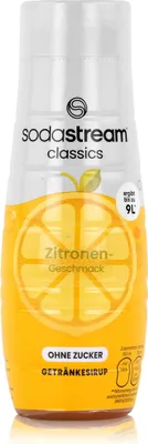 A bottle of SodaStream lemon-flavored syrup.
