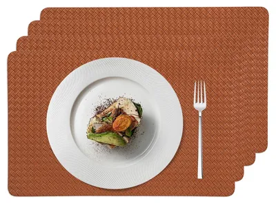 Productafbeelding van Omgoods - Set van 4 Dubbelzijdige Placemat van Polyurethanleer, Geelbruin