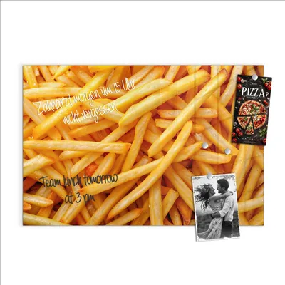 Produktbild von Magnettafel 90x60cm Pinnwand Whiteboard beschreibbar - Pommes Frites