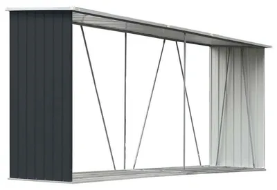 Imagen del producto de Almacenamiento de leña, estructura de acero galvanizado, diseño resistente a la intemperie, color antracita, color antracita