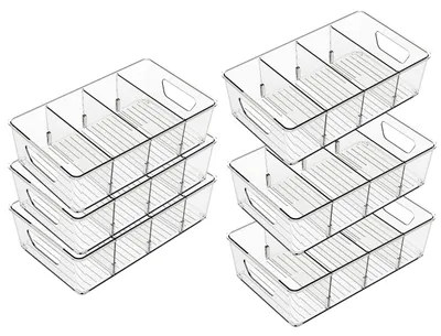 Kühlschrank-Organizer, 6er Set, stapelbar, BPA-frei, 25,5x15,5x7,7 cm
