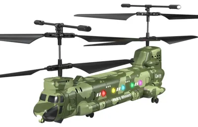 Produktbild von 2,4-GHz-RC-Hubschrauber mit HD-Kamera, Höhenhaltung, LED-Beleuchtung, Start- und Landefunktion per Knopfdruck für Luftaufnahmen, für den Flug im Innen- und Außenbereich, für Anfänger