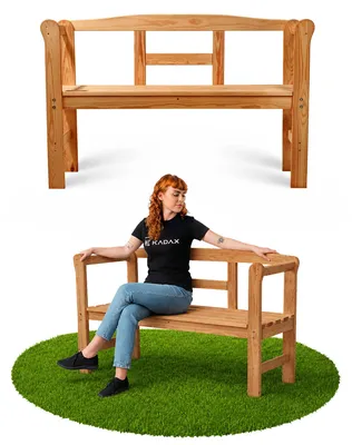 Productafbeelding van KADAX tuinstoel met rugleuning, hout, parkmodel, 119 cm, geschikt voor terras en tuin, tik
