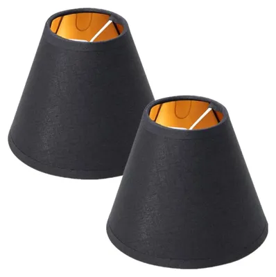 2er-Set schwarze Stoff-Lampenschirme, Clip-On, E14, 15x8x13 cm
