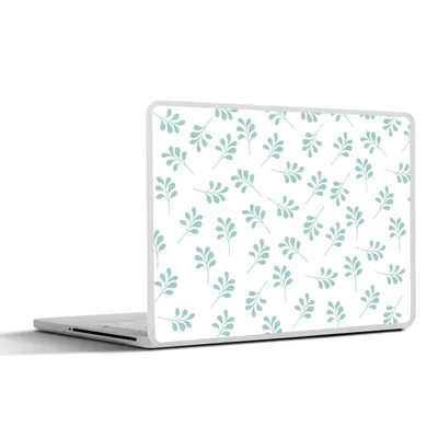 Produktbild von MuchoWow® Laptop Aufkleber Sticker Cover Blätter - Muster - Blau 31x22.5 cm - Laptop-Deko
