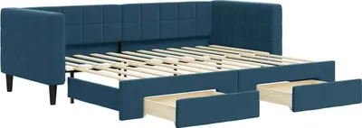 Obrázok produktu pre vidaXL Rozkladacia posteľ so zásuvkami Modrá 80x200 cm Zamatová