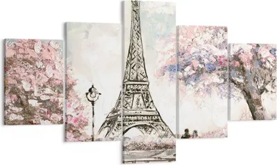 Produktbild von Bild auf Leinwand - Leinwandbild - Bäume Eiffle Paar Frankreich - 125x70cm - Wand Bild - Wanddeko - Leinwanddruck - Bilder - Kunstdruck - Wanddekoration - Leinwand bilder - Wandkunst - EA125x70-3147