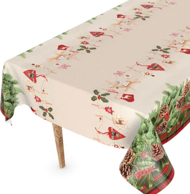 Produktbild von Tischdecke Wachstuchtischdecke Gartentischdecke Wachstischdecke Weihnacht Beige Wasserabweisend Breite 140 cm Länge 120 cm mit Schnittkante
