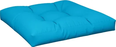 A single blue cushion on a white background.