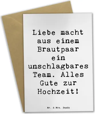 Produktbild von Mr. & Mrs. Panda Grußkarte Spruch Unschlagbares Brautpaar - Weiß - Geschenk, Glück, Hochzeitspaar, Hochzeitsgeschenk, dankeskarten, Ehe, weihnachtskarten, Heirat