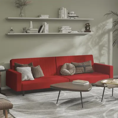 Produktbild von "2024"cloris Schlafsofa 2-Sitzer Weinrot Samt Klassische Sofas CC7143194