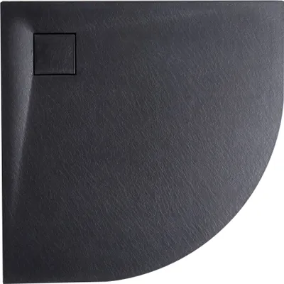 Zdjęcie produktu dla BELIANI Brodzik prysznicowy z syfonem czarny z tworzywem SMC 80 x 80 x 3 cm minimalistyczny efekt naturalnego kamienia