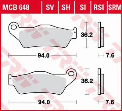 Immagine prodotto di TRW Set di pastiglie freno EC MCB648EC MX125 TZ BX505 Enduro G450X E45X Elefant 900 5B DS404 Wild HP
