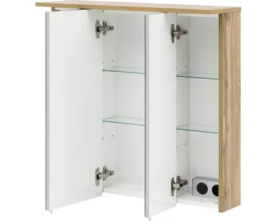 Obrázok produktu pre Zrkadlová skrinka s osvetlením Möbelpartner Profil 80,5 x 23,7 x 72,3 cm dub prírodný