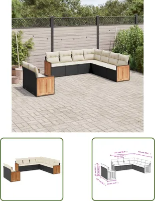 Produktbild von The Living Store 9-tlg. Garten-Sofagarnitur mit Kissen Schwarz Poly Rattan