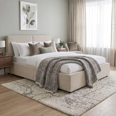 Produktbild von Juskys Polsterbett Salerno 140 x 200 cm, Cord Design & modern - Beige