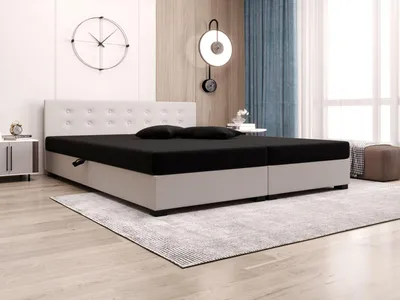 Obrázek produktu pro Manželská postel s úložným prostorem 180x200 ROSIE 12 - černá / ecru