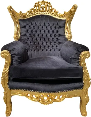 Produktbild von Casa Padrino Barock Sessel Al Capone Luxus Sessel im Antik Stil Schwarz-Gold 128x90x80 cm