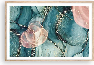 Produktbild von Gerahmtes Poster - Rahmen in heller Eiche - Flüssigkeit Gold Rosa - 91,5x61 cm - Wand Bild - Wanddeko - Wandbilder - Kunstposter - Wandposter - Bilderrahmen - Bilder - Kunstdruck - P2NAA91x61-4817