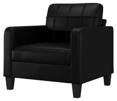 Produktbild von Sessel, Fernsehsessel mit Metallgestell, Relaxsessel für das Wohnzimmer, Polstersessel aus Kunstleder, Schwarz