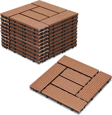 Zdjęcie produktu dla TolleTour – płytki WPC, zestaw 55 sztuk, płytki tarasowe 30 x 30 cm, zestaw płytek w systemie zatrzaskowym