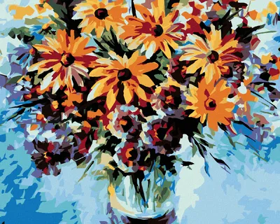 Obrázek produktu pro Zuty - Diamantové malování - LUČNÍ KVÍTÍ A MODRÉ POZADÍ, 40x50 cm, vypnuté plátno na rám
