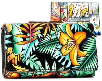Obrázek produktu pro Rovicky dámská peněženka na zatrzask multicolor přírodní kůže RFID 14,5x8,5 cm