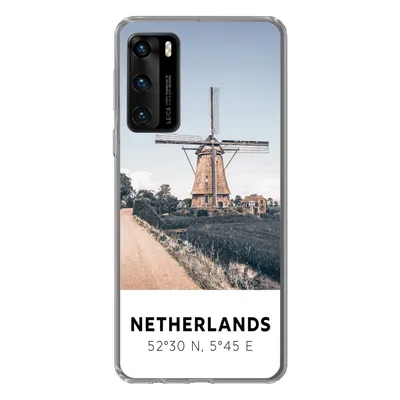 Produktbild von MuchoWow® Handyhülle Schutzhülle Hülle für Huawei P40 Niederlande - Mühle - Wiese Silikon Softcase Handy Hülle - Handytasche