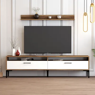 Obrázek produktu pro Skye Decor, Istanbul - ořech, bílá, TV-Einheit, Nussbaum, 100 % MELAMINBESCHICHICHTETETETETETE SPANPLATTEN, 180 x 35 x 47 cm