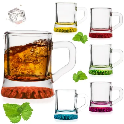 Produktbild von PLATINUX Shotgläser mit Henkel Set 2cl 6 Teilig Schnapskrug Partygläser aus Glas Schnapsgläser Mini Bierkrug Pinnchen