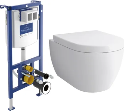 Produktbild von Alpenberger Spülrandloses Hänge WC Set | ViConnect Spülkasten | Mit/ohne Betätigungsplatte | WC mit Absenkautomatik (7201 UNI, ohne Betätigungsplatte)