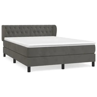 Zdjęcie produktu dla vidaXL Łóżko sprężynowe z materacem ciemnoszare 140x200 cm aksamitne