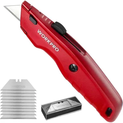 Productafbeelding van Tapijtmesser, universeel mes, volledig metalen, snelle bladwissel, rood