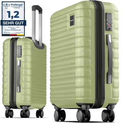 Produktbild von Travely Premium Handgepäck Koffer 55x40x20cm - passend für Ryanair, Lufthansa, Eurowings und co. I 36L Trolley mit sanften Rollen und praktischem TSA