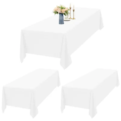 Immagine prodotto di Tovaglia rettangolare, 153 x 260 cm, bianca, set da 2, in poliestere, impermeabile, lavabile