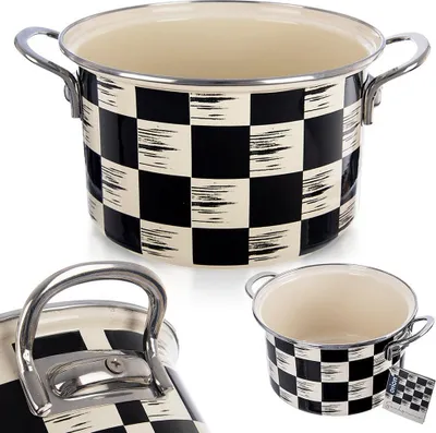 Produktbild von Orion Emaille-Topf Kochtopf Schmortopf emaillierter Topf SCHACHBRETT 20 cm 3 L