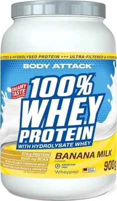 Produktbild von Body Attack 100 % Whey Protein – 900 g Banana Milk