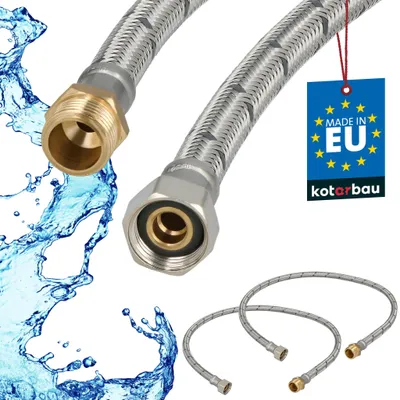 Produktbild von KOTARBAU® 2er Set Flexschlauch 3/8 Zoll Wasserschlauch 80cm Panzerschlauch Außengewinde x Innengewinde Anschlussschlauch Armatur Schlauch Für Wasserhahn