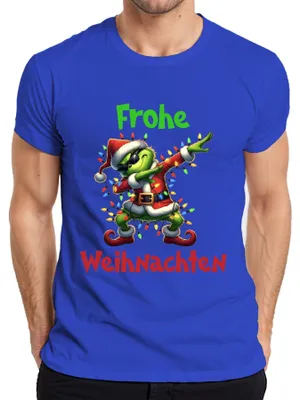 Zdjęcie produktu dla Koszulka męska Merry Christmas Grinch Father Christmas Fairy Lights, Niebieski, 3XL