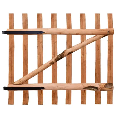 Image de Portail de clôture à un vantail en noisetier imprégné 100×90 cm