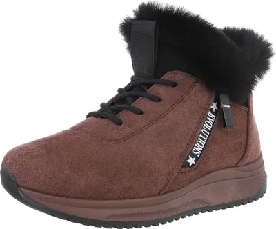 Produktbild von Ital-Design Damen Stiefeletten Plateaustiefeletten Schnürstiefeletten Flache Stiefeletten Warm gefüttert Wildlederoptik, Textiloptik Snowboots 87451942 Braun Gr.  37