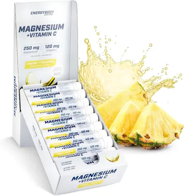Produktbild von Energybody Flüssig Magnesium Ampullen mit Vitamin C, 20x25ml / 250 mg Hochdosiertes Magnesium, 120 mg Vitamin C