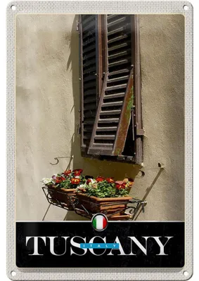 Produktbild von Blechschild Reise 20x30cm Toskana Italien Fenster Blumen Schild