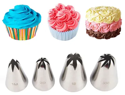 Productafbeelding van Set van 4 spuitmondjes voor het decoreren van taarten en cupcakes