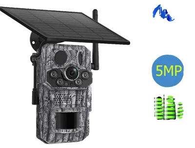 Zdjęcie produktu dla Kamera myśliwska zasilana energią słoneczną, kąt widzenia 120°, łączność 4G, rozdzielczość 5 MP, pamięć 64 GB