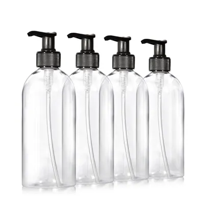 Image de 4 flacons distributeurs de savon de 500 ml, plastique transparent