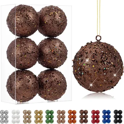 Productafbeelding van Famanu kerstbalset, 10 cm, glitters, 6 stuks